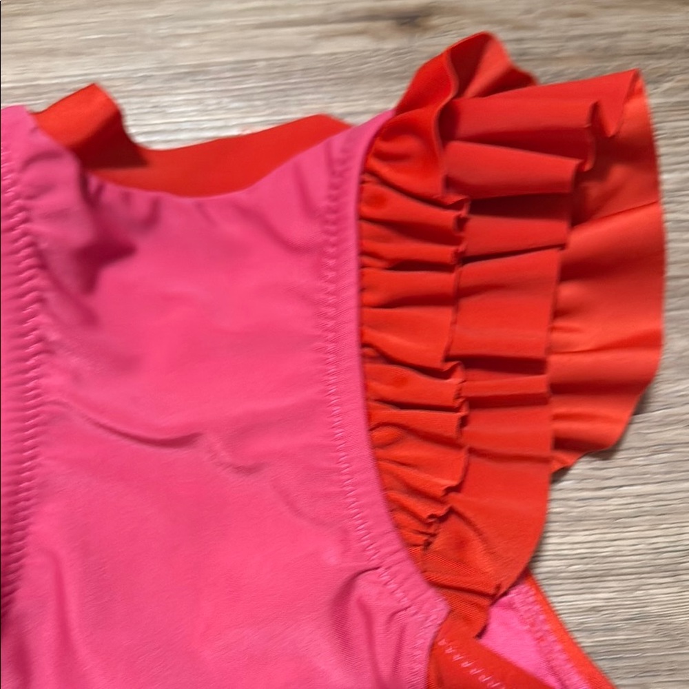 Mia Joy Kids Zipper Swim One Piece - Red and Pink Ruffle Details - Picture 8 of 9